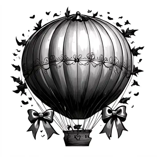 hot air balloon and bows tattoo design idea