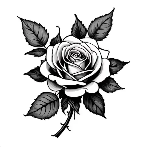 floral rose from hip to thigh tattoo design idea