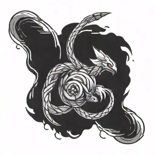 A fiber optic cable intertwined with a Pokémon evolving tattoo design idea