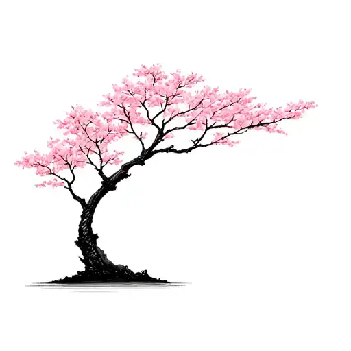 sakura tree growing tattoo design idea