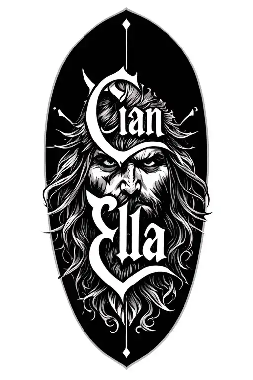 ""Cian" "Ella"" viking theme arm sleeve tattoo design idea