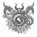 Capricorn and Scorpio zodiac symbol women chest tattoo tattoo design idea