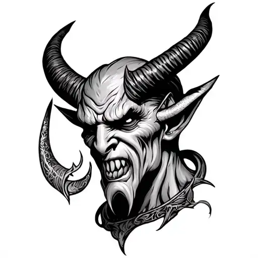 Devil with fork tattoo design idea