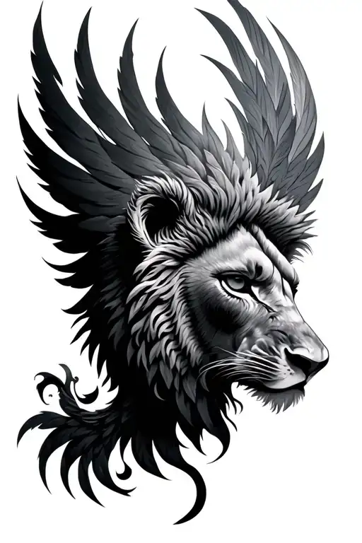 lion head phoenix tattoo tattoo design idea