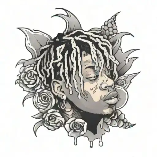 juice wrld image with 999 numbers tattoo design idea