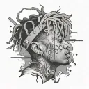 juice wrld image with 999 numbers tattoo design idea