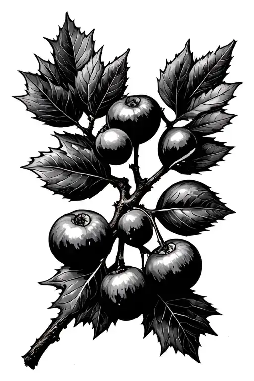 juniper tree branch single simple with berries fine line no background tattoo design idea