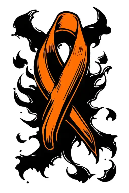 kidney cancer orange ribbon on a design representing strength tattoo design idea