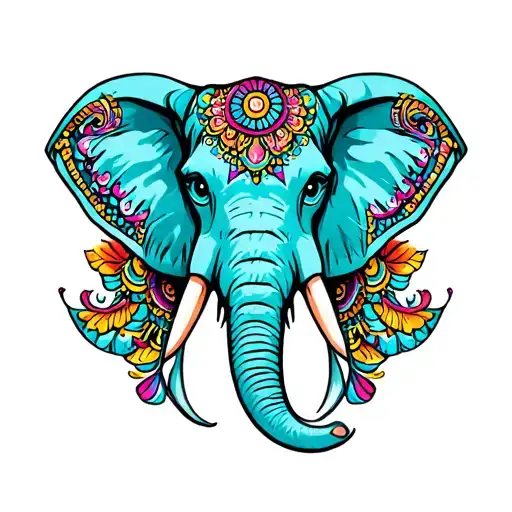 alebrije elephant head tattoo design idea