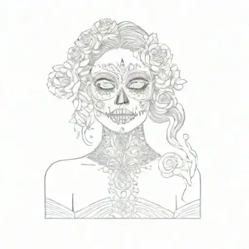 a woman with sugar skull makeup tattoo design idea
