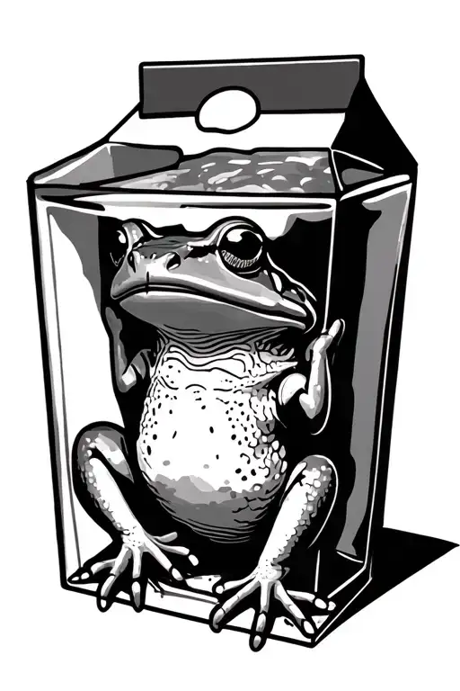 Frog inside glass juice box traditional japanese tattoo design idea