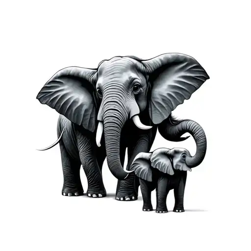 5 Elephant Family tattoo design idea