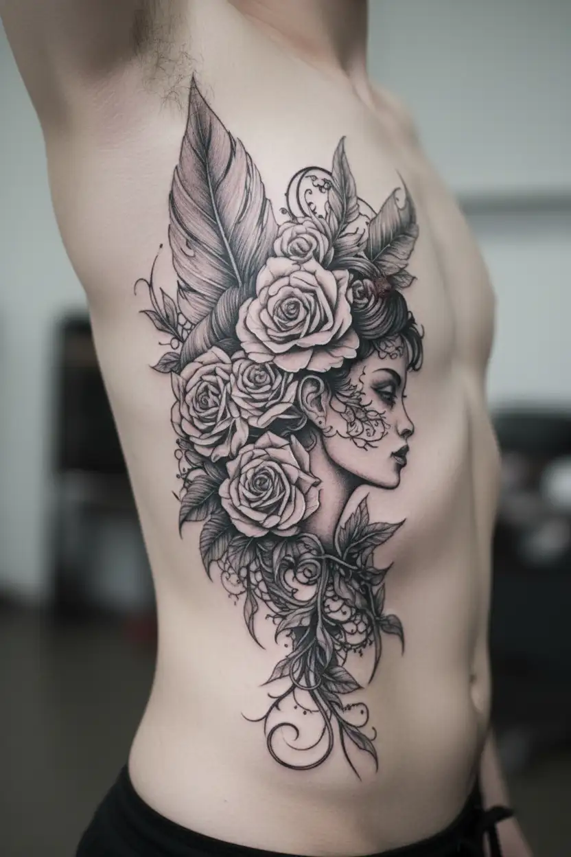 feminine growth, healing from trauma, strength, moving on tattoo design idea