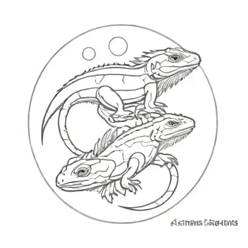 Bearded Dragon moon phases tattoo design idea