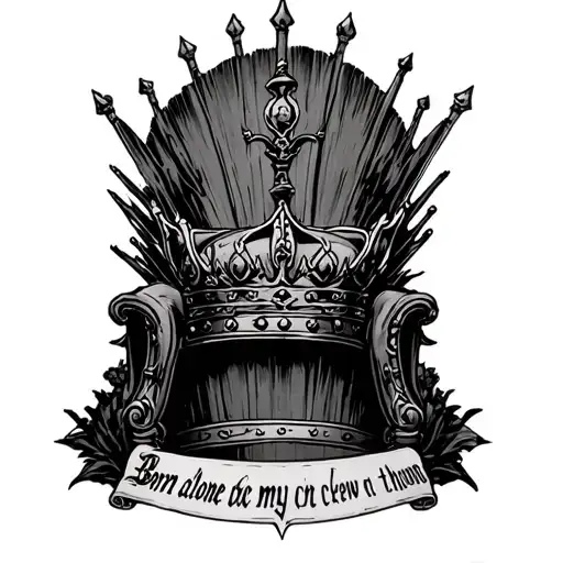 Born alone, die alone, no crew to keep my crown or throne tattoo design idea