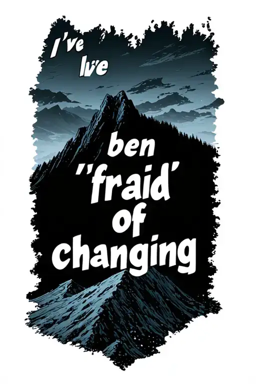 "I've been 'fraid of changing" Using the lyrics of the song Landslide by Fleetwood Mac and a scene of a landslide on a mountain that resembles the Blue tattoo design idea