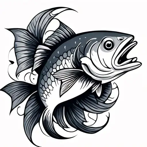 tribal salmon tattoo design idea