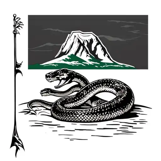 California flag, half dome, rattlesnake tattoo design idea