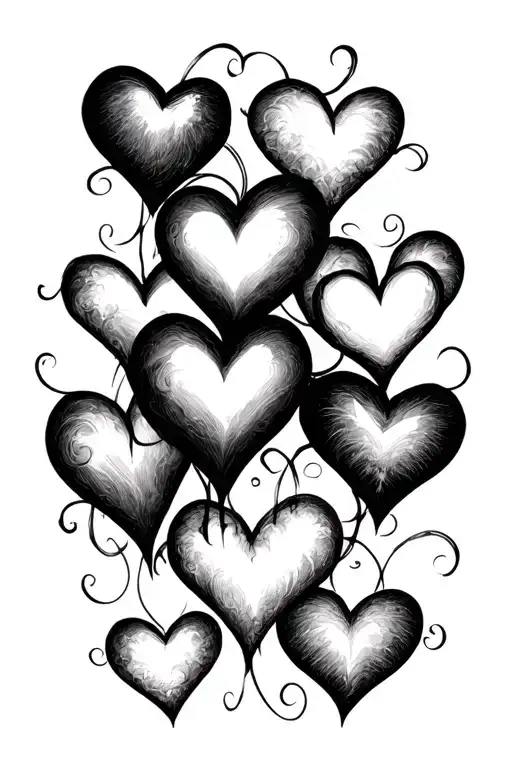10 hearts symbolizing love tattoo design idea