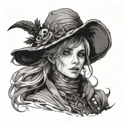 Malenia from Elden Ring as a Bloodborne character tattoo design idea