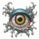 creepy dripping eyeball tattoo design idea