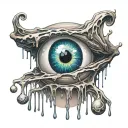 creepy dripping eyeball tattoo design idea
