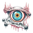 creepy dripping eyeball tattoo design idea