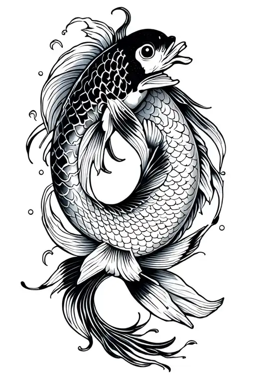 zen koi fish yin tattoo design idea