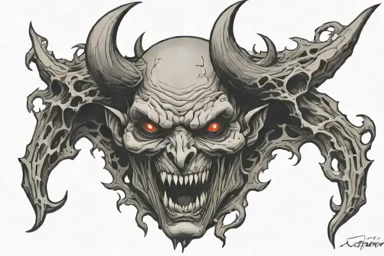pentagon devil face tattoo design idea