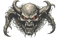 pentagon devil face tattoo design idea