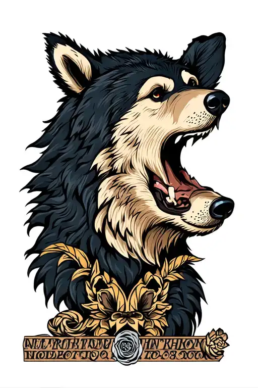 bear and wolf head tattoo design idea