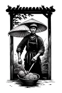 Chinese farmer working tattoo design idea