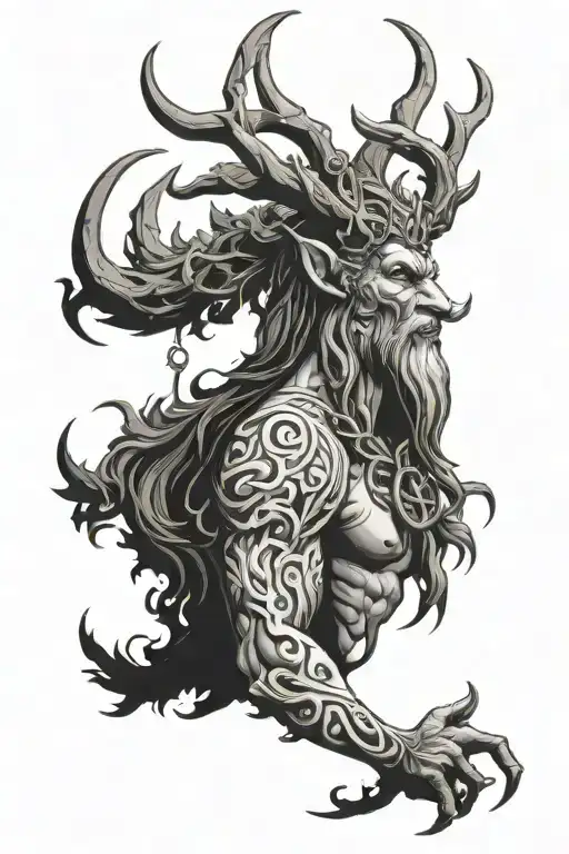 horned god of the forest tattoo design idea