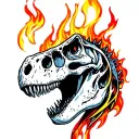 Dinosaur Skull With Fire tattoo design idea