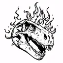Dinosaur Skull With Fire tattoo design idea