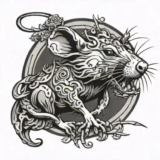 rat king circle tattoo design idea