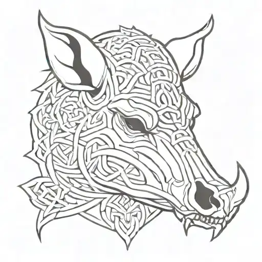 celtic boar skull angry tattoo design idea