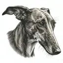 muzzle dog breed Russian greyhound in dark style graphics tattoo design idea