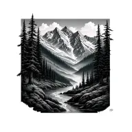Forest Mountain Debarding tattoo design idea