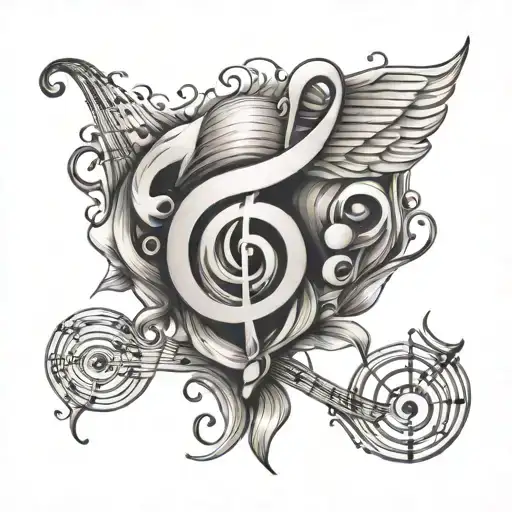 dad, daughter and son music notes tattoo design idea