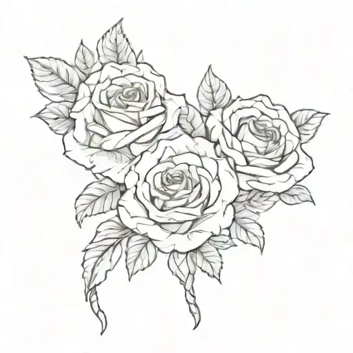 animals with roses intertwined tattoo design idea
