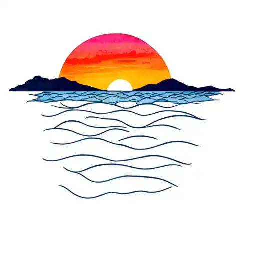 sea and sunset but with bisexual color tattoo tattoo design idea