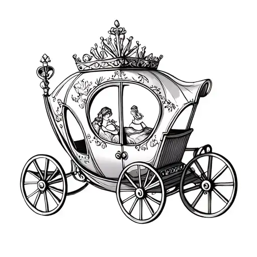 simple Cinderella carriage cartoon tattoo design idea