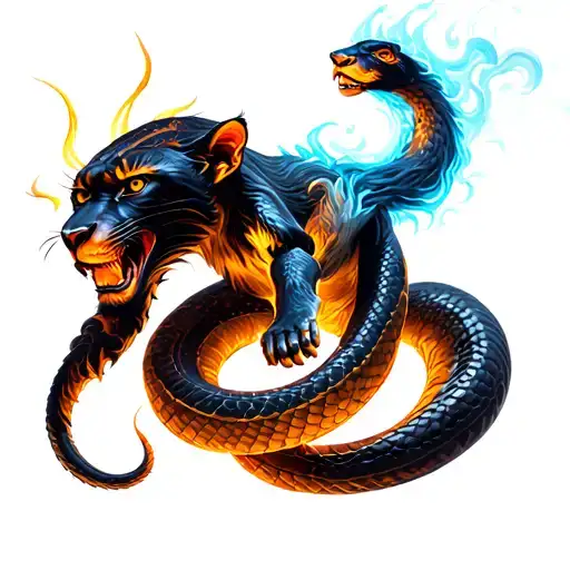 energy aura and power effects, Phoenix, Monkey , Snake, Panther tattoo design idea