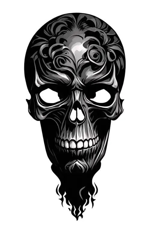 skull face tattoo design idea