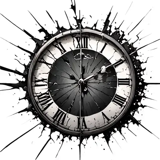 A cracked or broken clock dial tattoo design idea