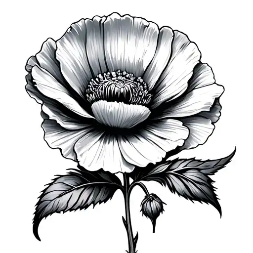 songbird sunshine poppy flower tattoo design idea