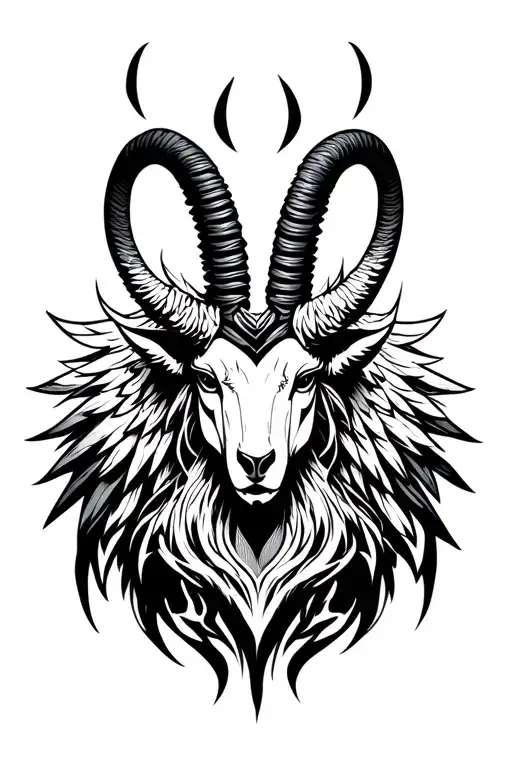 arcangel Uriel with capricorn zodiac sign tattoo design idea