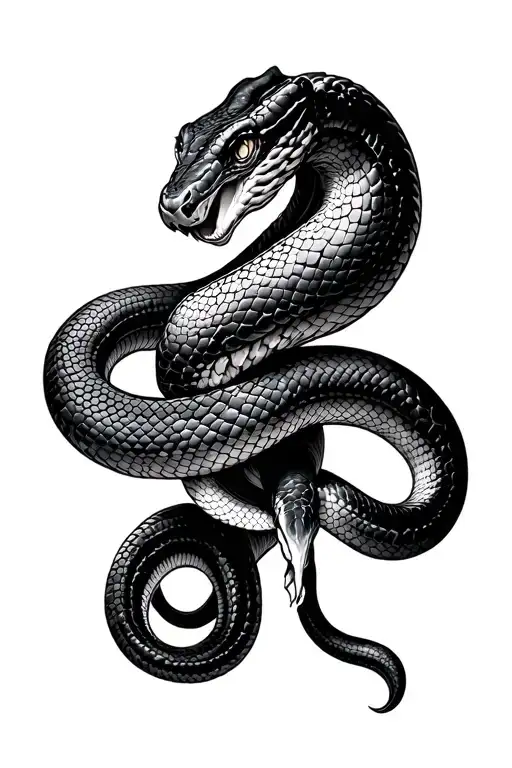 Snake sheding skin eating its own tail wrapped tattoo design idea