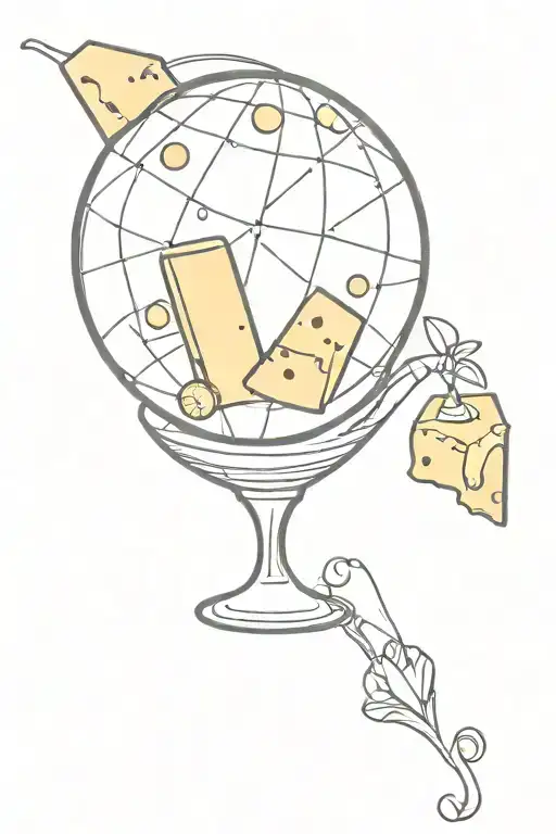 cheese wine mirror ball made tattoo design idea
